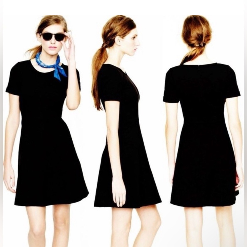 J. Crew Ponte Knit Fit-N-Flare Swing Short Sleeve Dress-Navy Blue Size 14
